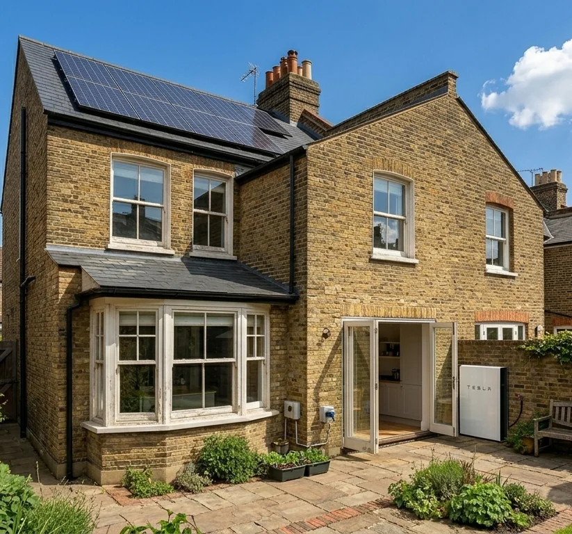 solar battery outside house installed image